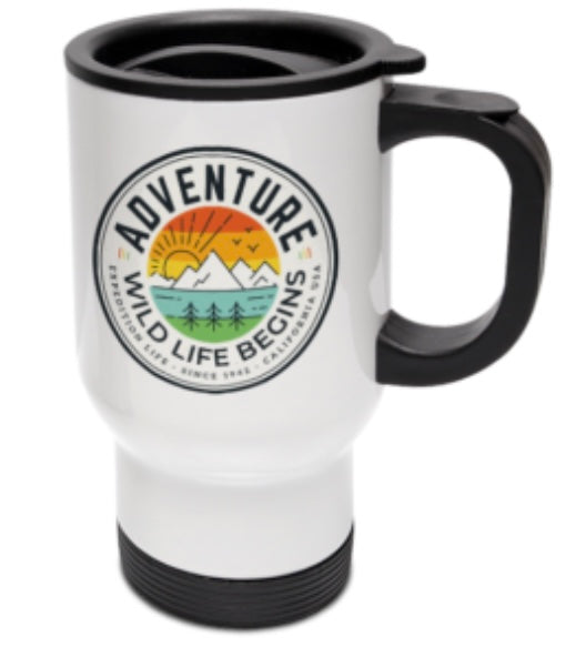 Travel Mug, Stainless Steel White 14oz